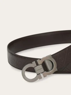 Reversible and adjustable Gancini belt - Men