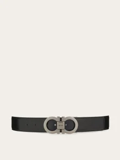Reversible and adjustable Gancini belt - Men