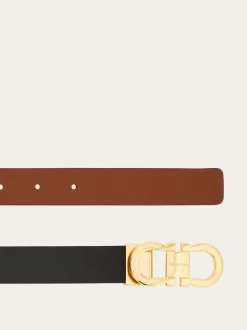 Reversible and adjustable Gancini belt - Women