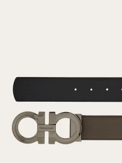 Reversible and adjustable Gancini belt - Men