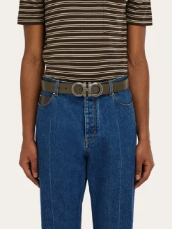 Reversible and adjustable Gancini belt - Men