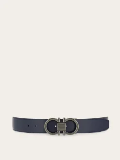 Reversible and adjustable Gancini belt - Men