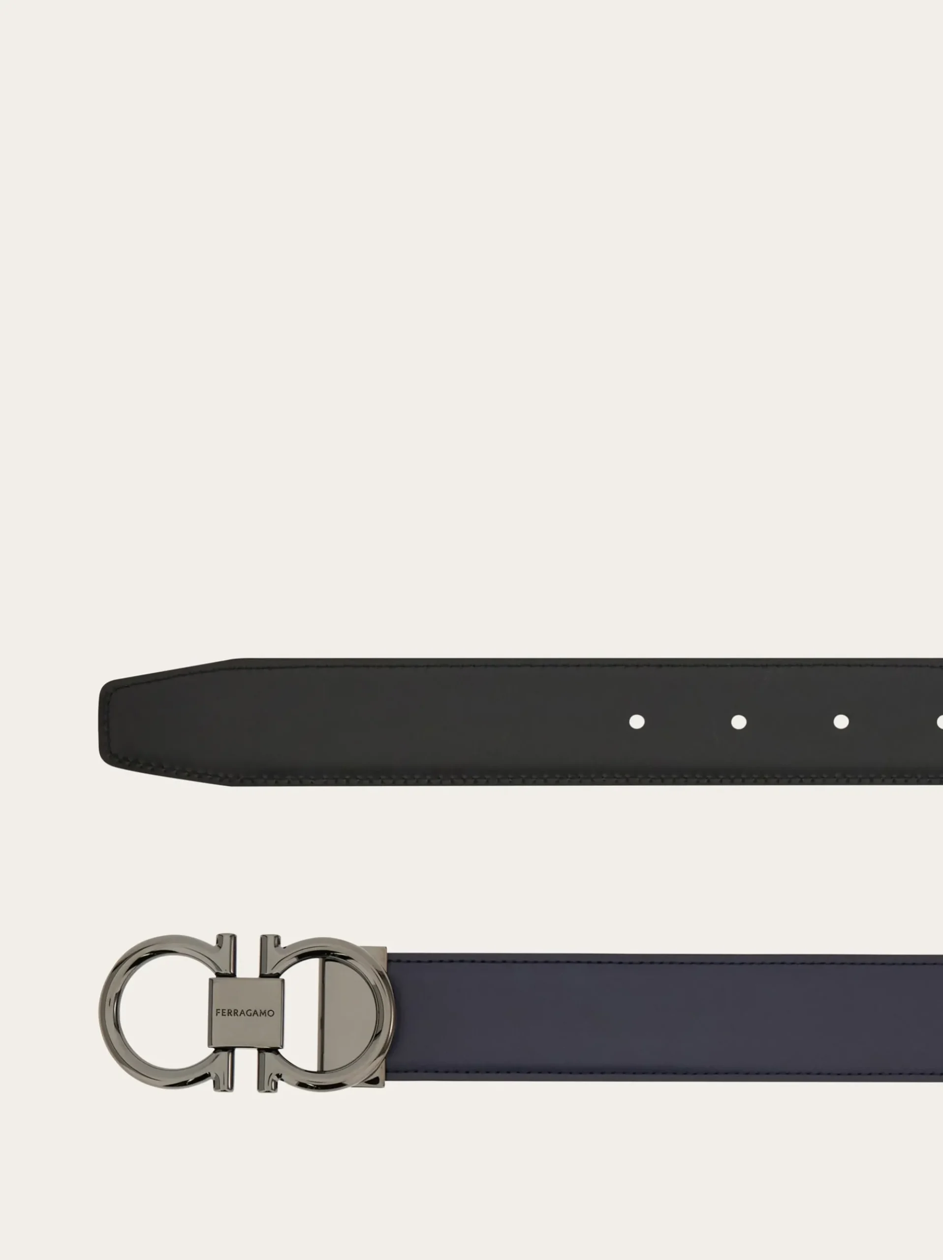 Reversible and adjustable Gancini belt - Men