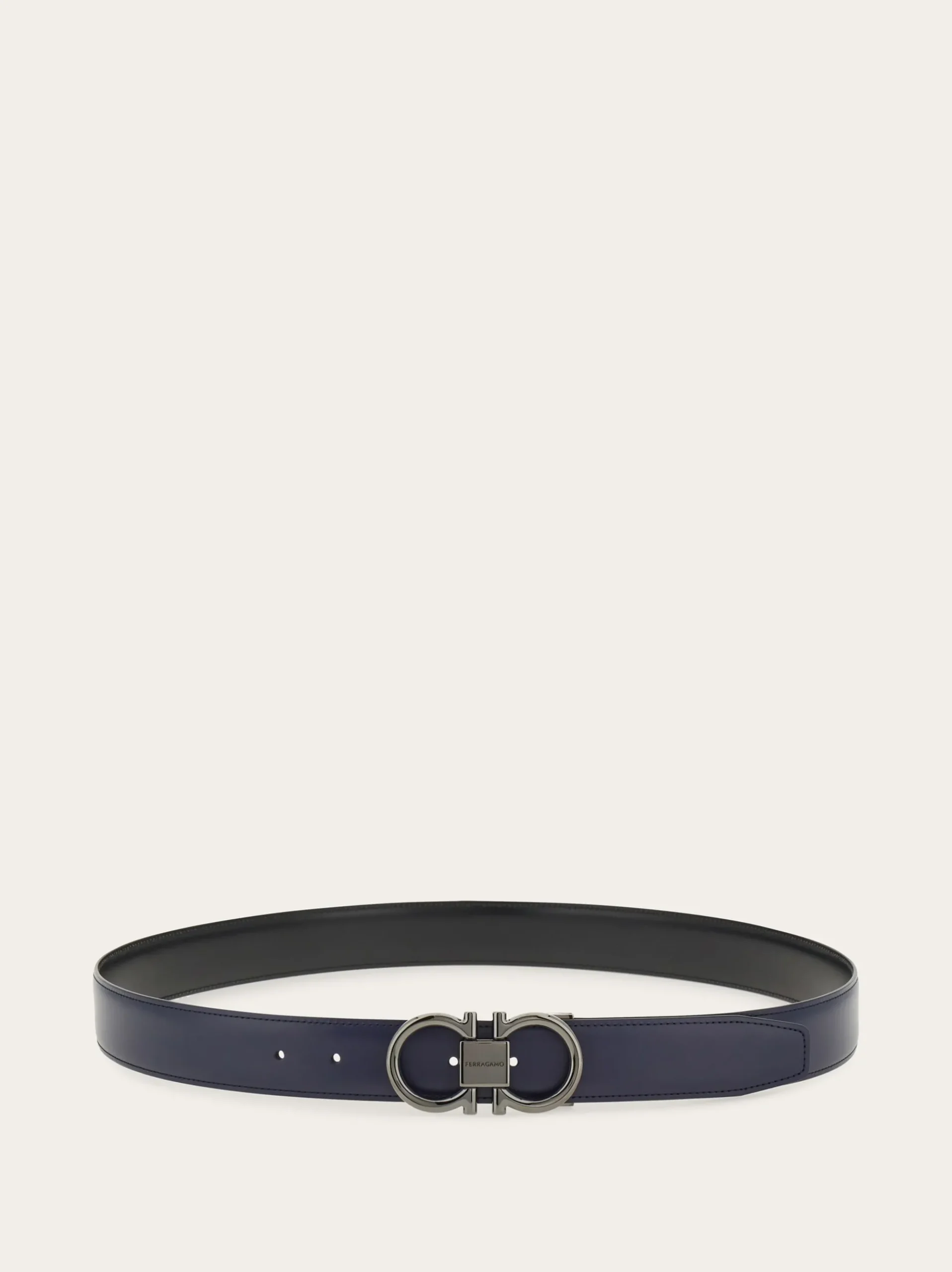 Reversible and adjustable Gancini belt - Men