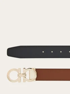 Reversible and adjustable Gancini belt - Men