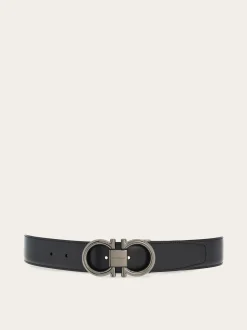 Reversible and adjustable Gancini belt - Men