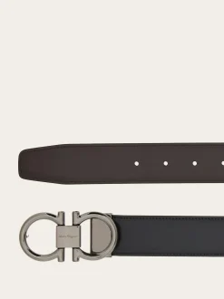 Reversible and adjustable Gancini belt - Men