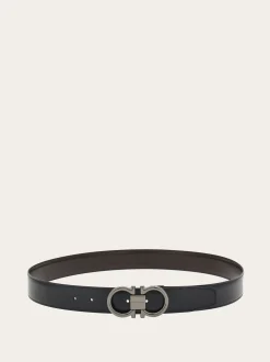 Reversible and adjustable Gancini belt - Men