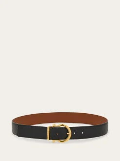 Reversible and adjustable Gancini belt - Women