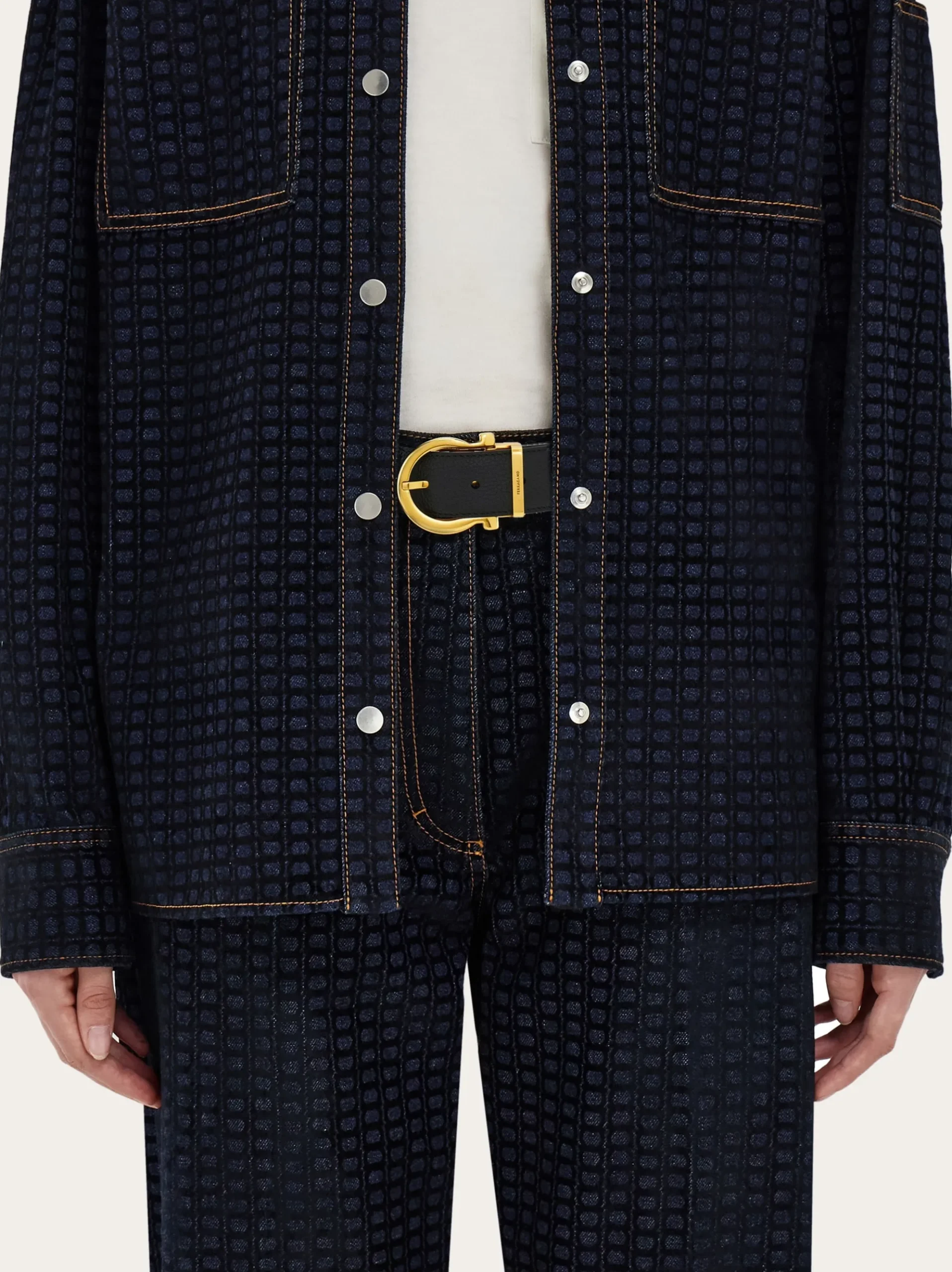 Reversible and adjustable Gancini belt - Women