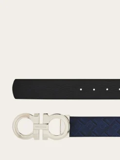 Reversible and adjustable Gancini belt - Men