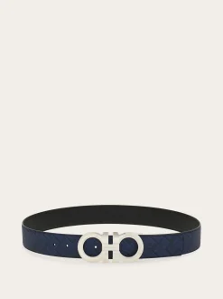 Reversible and adjustable Gancini belt - Men