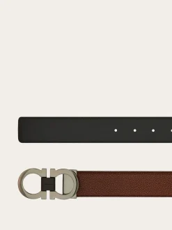 Reversible and adjustable Gancini belt - Men