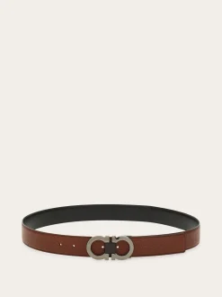 Reversible and adjustable Gancini belt - Men