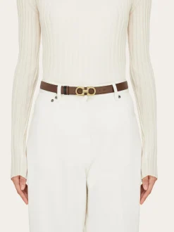 Reversible and adjustable Gancini belt - Women