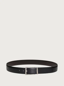 Reversible and adjustable belt with rectangular buckle - Men
