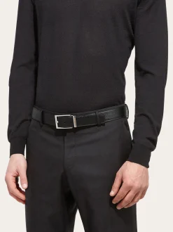 Reversible and adjustable belt with rectangular buckle - Men