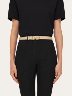 Reversible and adjustable Gancini belt - Women