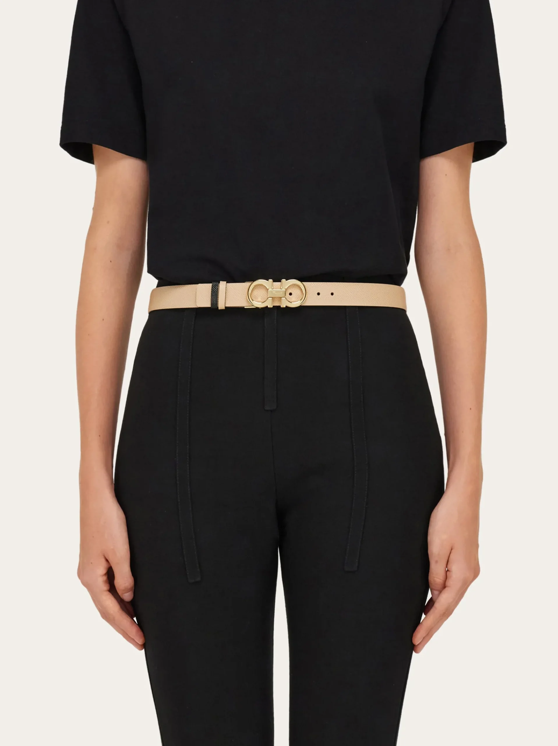 Reversible and adjustable Gancini belt - Women