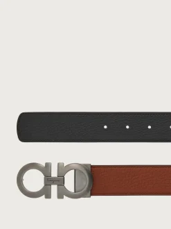 Reversible and adjustable Gancini belt - Men