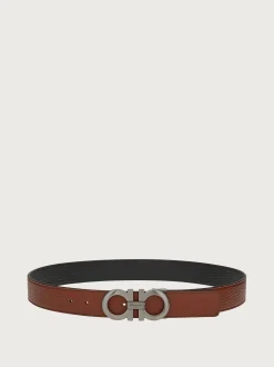 Reversible and adjustable Gancini belt - Men