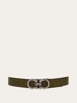 Reversible and adjustable Gancini belt - Men