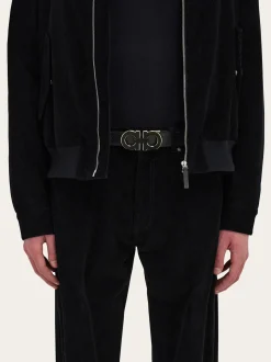 Reversible and adjustable Gancini belt - Men