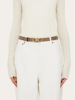 Reversible and adjustable Gancini belt - Women