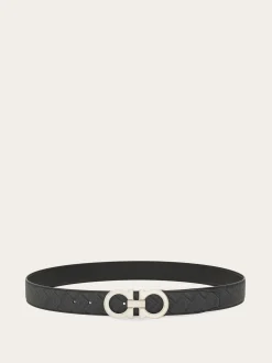 Reversible and adjustable Gancini belt - Men