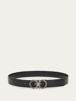 Reversible and adjustable Gancini belt - Men
