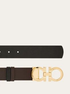 Reversible and adjustable Gancini belt - Women