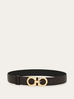 Reversible and adjustable Gancini belt - Women