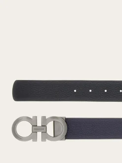 Reversible and adjustable Gancini belt - Men