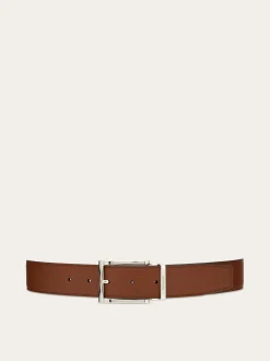 Reversible and adjustable belt with rectangular buckle - Men