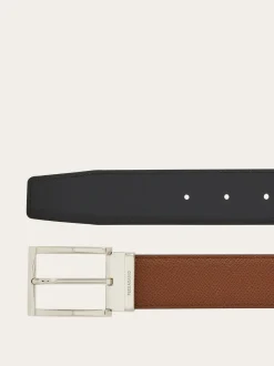 Reversible and adjustable belt with rectangular buckle - Men