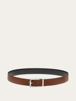 Reversible and adjustable belt with rectangular buckle - Men