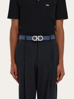 Reversible and adjustable Gancini belt - Men