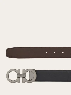 Reversible and adjustable Gancini belt - Men