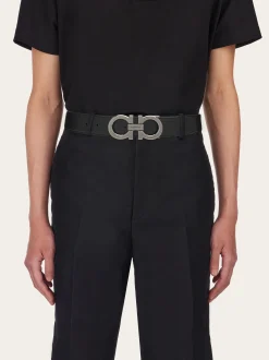 Reversible and adjustable Gancini belt - Men