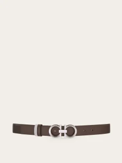Reversible and adjustable belt with hammered Gancini - Women