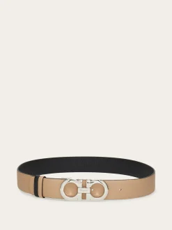 Reversible and adjustable Gancini belt - Women