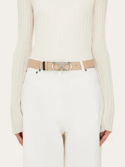 Reversible and adjustable Gancini belt - Women