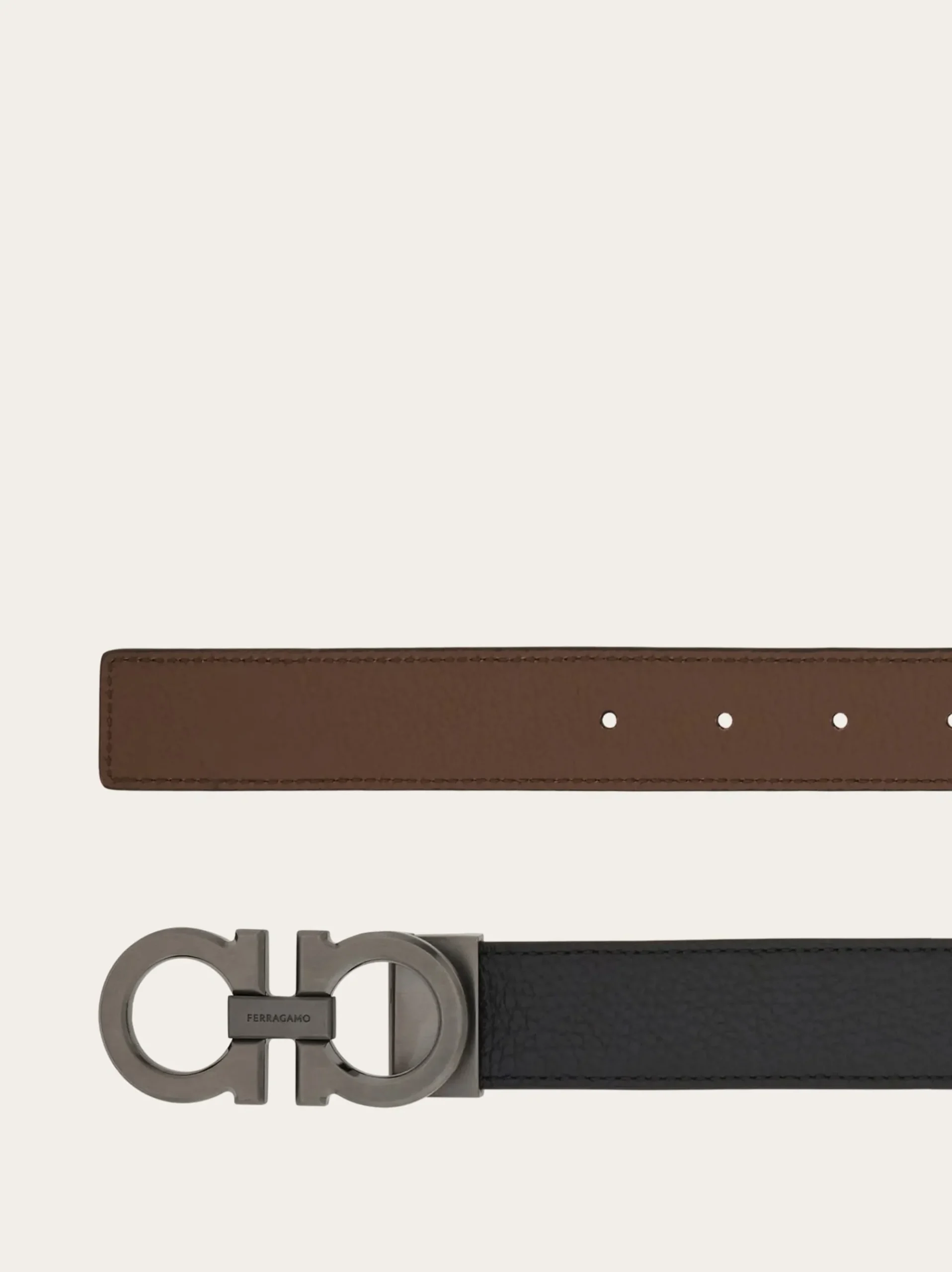 Reversible and adjustable Gancini belt - Men