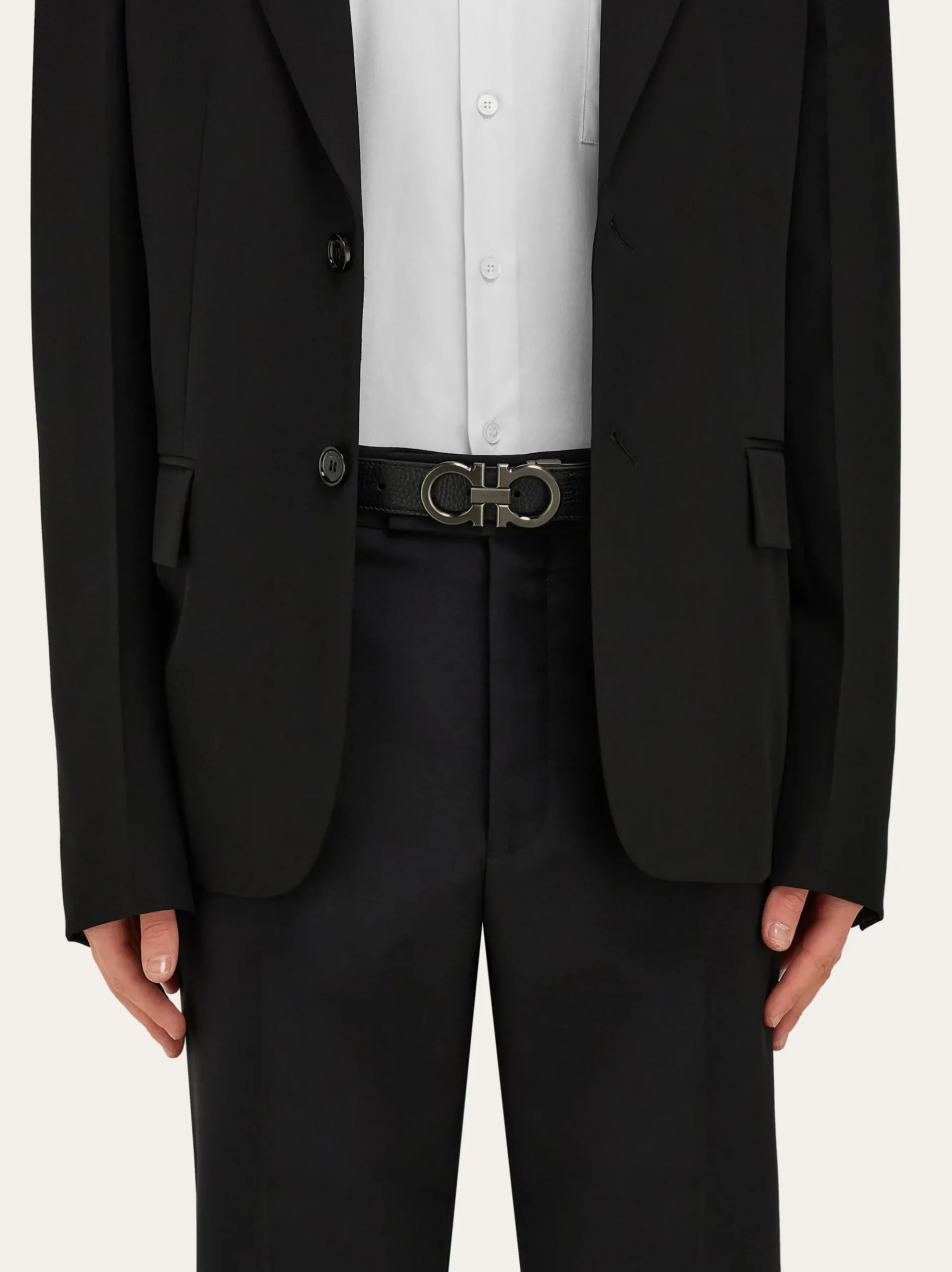 Reversible and adjustable Gancini belt - Men