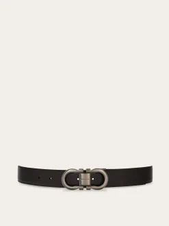 Reversible and adjustable Gancini belt - Men