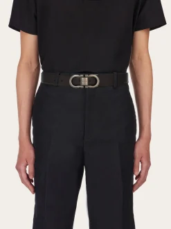 Reversible and adjustable Gancini belt - Men