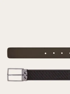 Reversible and adjustable Gancini belt - Men