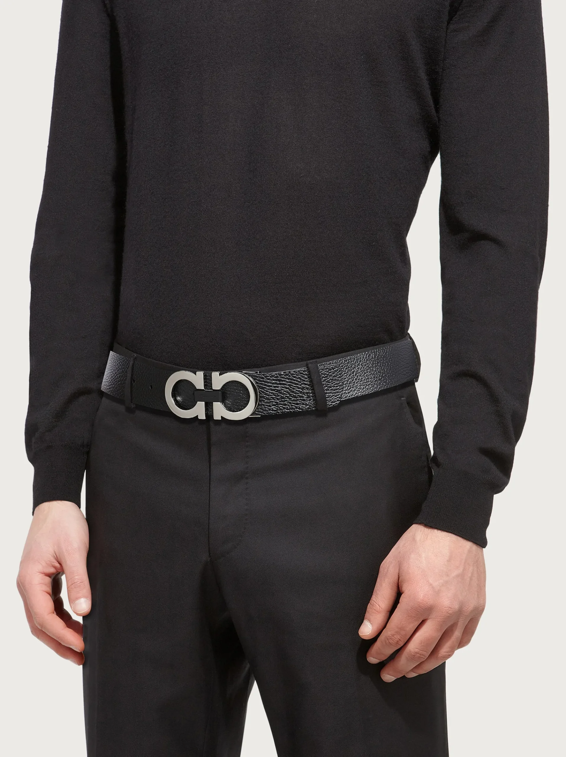 Reversible and adjustable Gancini belt - Men