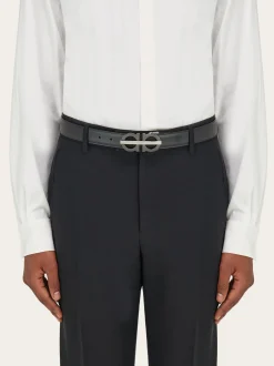 Reversible and adjustable Gancini belt - Men