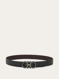 Reversible and adjustable Gancini belt - Men